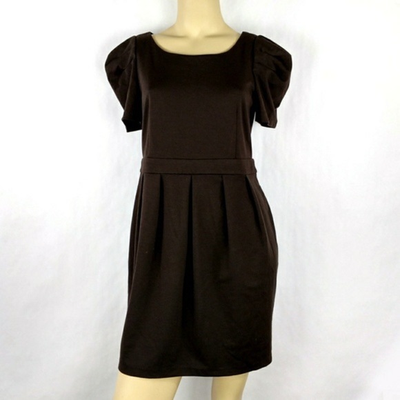 Forever 21 Dresses & Skirts - FOREVER 21 BROWN MINI PUFF SLEEVE DRESS SHEATH